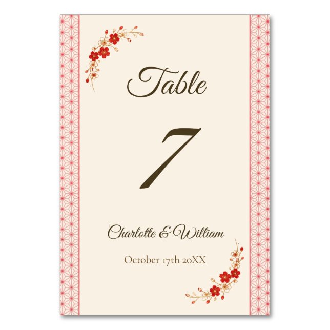 Numéro De Table Japanese Sakura Asanoha Table Number (Par défaut)