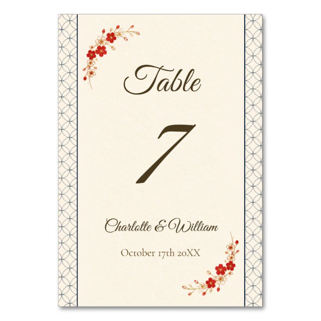 Numéro De Table Japanese Sakura Shippo Table Number (Par défaut)