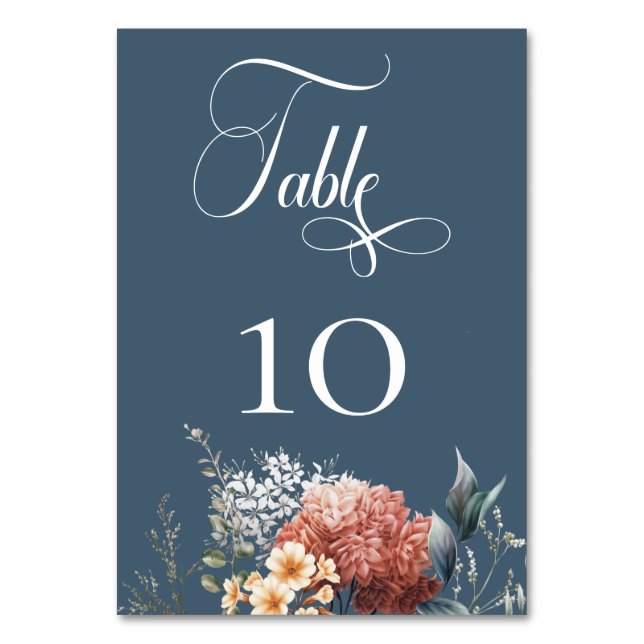Numéro De Table Jardin bleu romantique moderne Mariage floral (Par défaut)