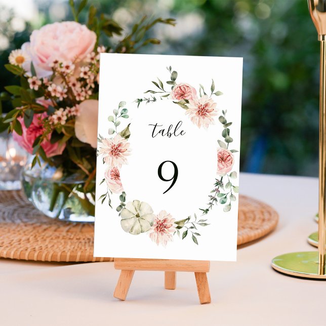 Numéro De Table Jardin botanique fleuri Wreath Mariage d'aquarelle (Créateur téléchargé)