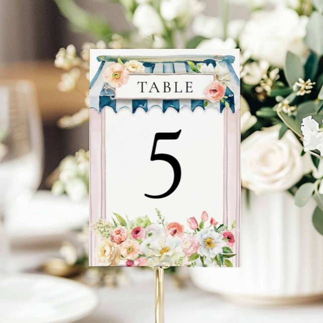 Numéro De Table Jardin de Fleurs Baby Shower Mariée (Elegant Garden Bridal Shower Table Number Card)