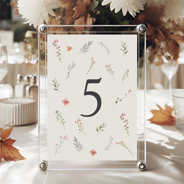 Numéro De Table Jardin de Réception Botanique Élégant Fleurs (Créateur téléchargé)