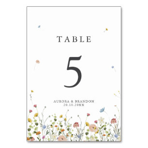 Numéro De Table Jardin Fleur sauvage de printemps Floral minimalis
