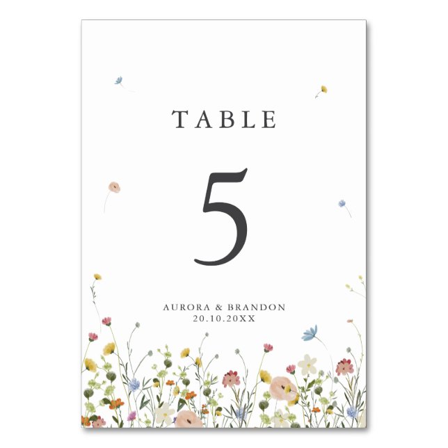 Numéro De Table Jardin Fleur sauvage de printemps Floral minimalis (Par défaut)