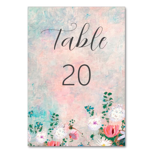 Numéro De Table Jardin fleur sauvage, Elégant Mariage aquarelle (Par défaut)