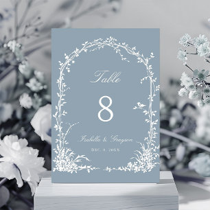 Numéro De Table Jardin Romantique de Noces avec Arche Botanique Bl
