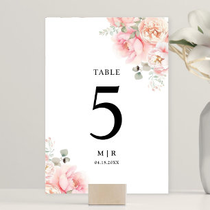 Numéro De Table Jardin rose rose rose doux Mariage floral