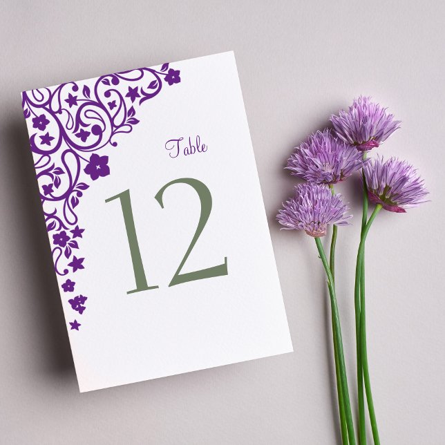 Numéro De Table Jardin Secret Purple Floral Mariage Numéro de tabl (Créateur téléchargé)