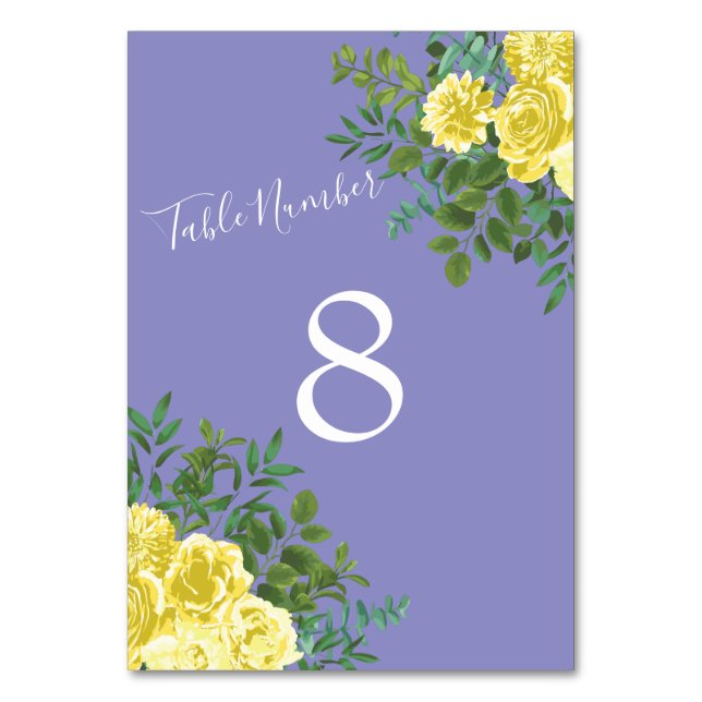 Numéro De Table Jaune clair et périphérique Rose bleu Mariage flor (Dos)