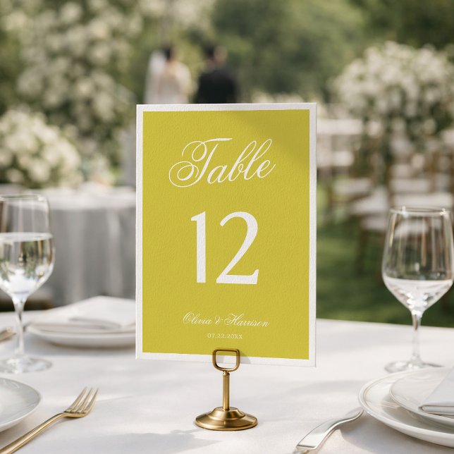 Numéro de table jaune élégant pour mariage Citrus (Créateur téléchargé)