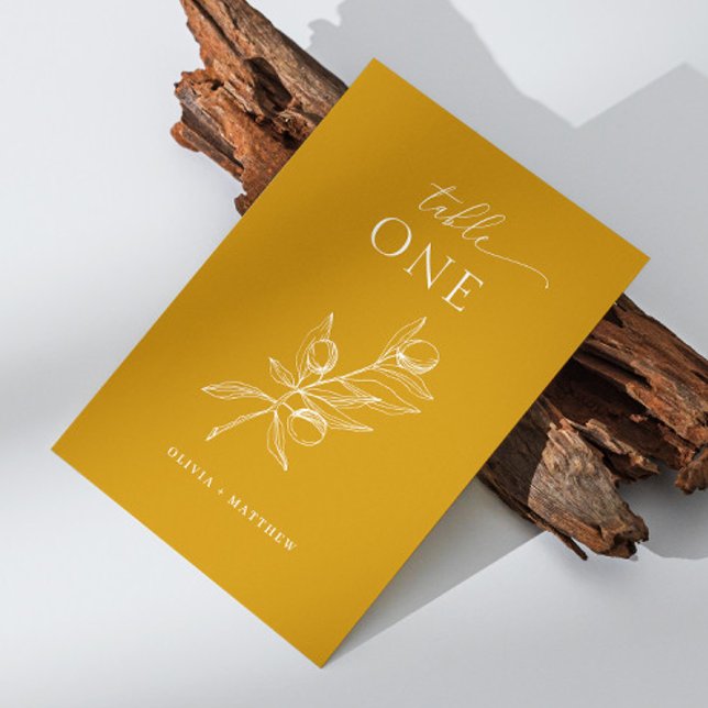 Numéro De Table Jaune Moutarde Profond Mariage Olive | Élégant Aut (Créateur téléchargé)
