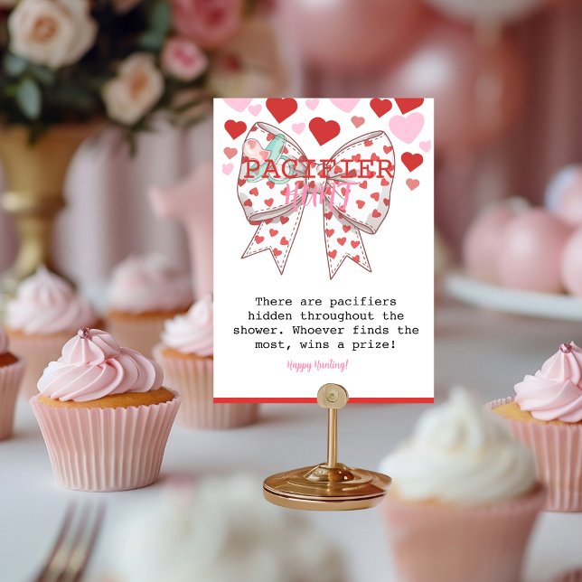 Numéro De Table Jeu de Baby shower de chasse à pacifique Sweethear (Sweetheart Pacifier Hunt Baby Shower Game Table Number)