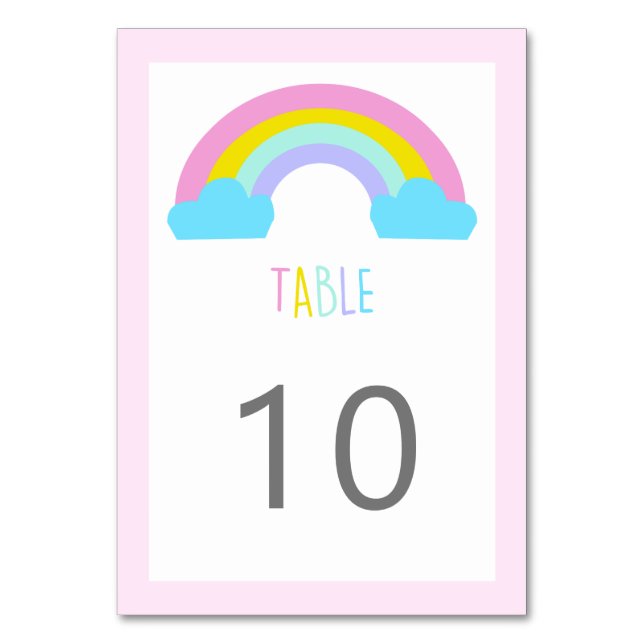 Numéro De Table Joli baby shower arc-en-ciel couleurs pastel clair (Par défaut)