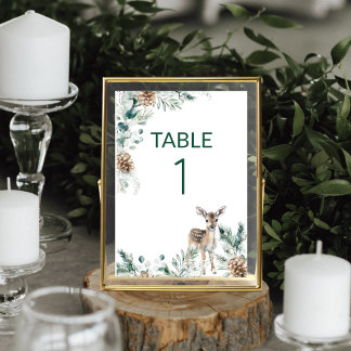 Numéro De Table Joli Baby shower de cerfs de bois rustique