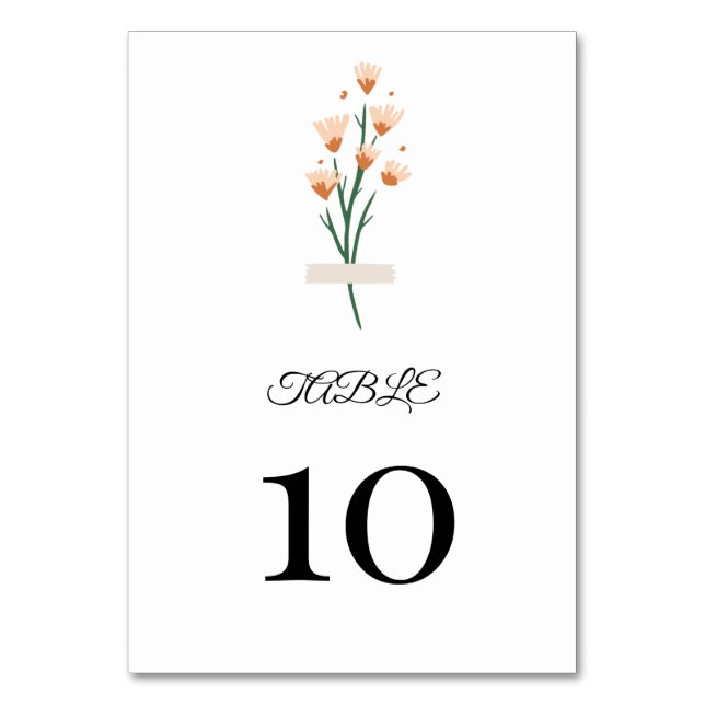 Numéro De Table Joli Fleur sauvage d'aquarelle rose tendance (Par défaut)