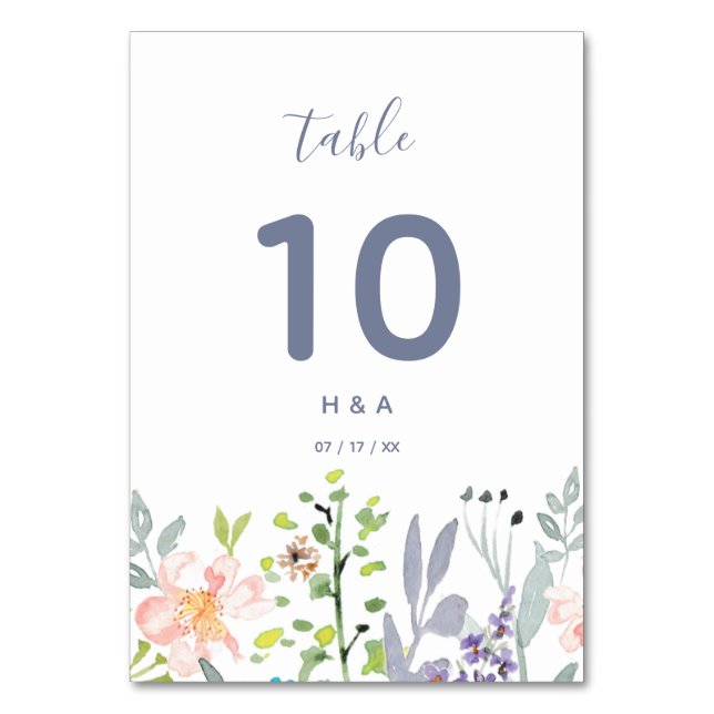 Numéro De Table Joli mariage botanique rustique aquarelle (Par défaut)