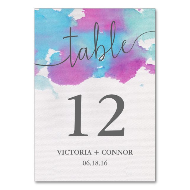 Numéro De Table Jolie aquarelle bleu violet Mariage (Par défaut)