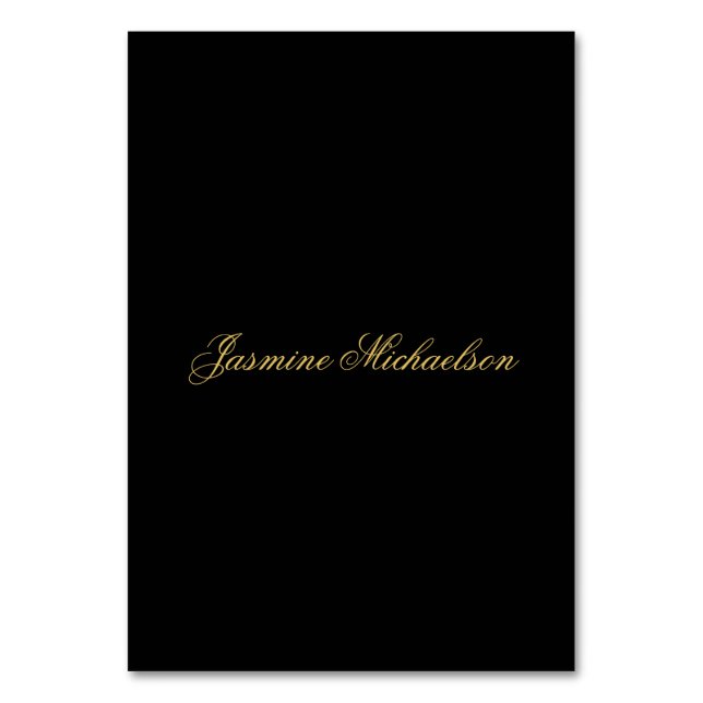 Numéro De Table Jolie calligraphie chic nom noir et or (Par défaut)