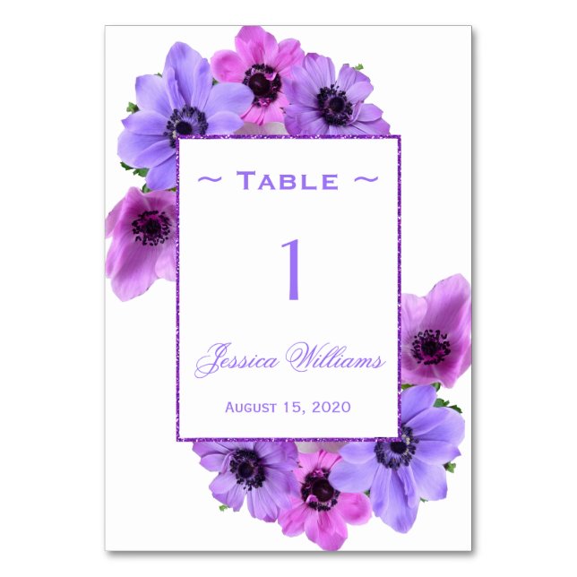 Numéro De Table Jolies Anémones Florales Anniversaire (Par défaut)