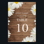 Numéro De Table Jolies marguerites Blanc Floral Rustique Bois Mari<br><div class="desc">Jolie marguerite blanc mariage numéro de table fleurie avec élégante calligraphie script et typographie moderne sur un arrière - plan de grange en bois rustique. Ajoutez simplement les détails de votre mariage. Conçu exclusivement pour vous par Happy Dolphin Studio. Si vous avez besoin d'aide ou de produits correspondants, veuillez nous...</div>