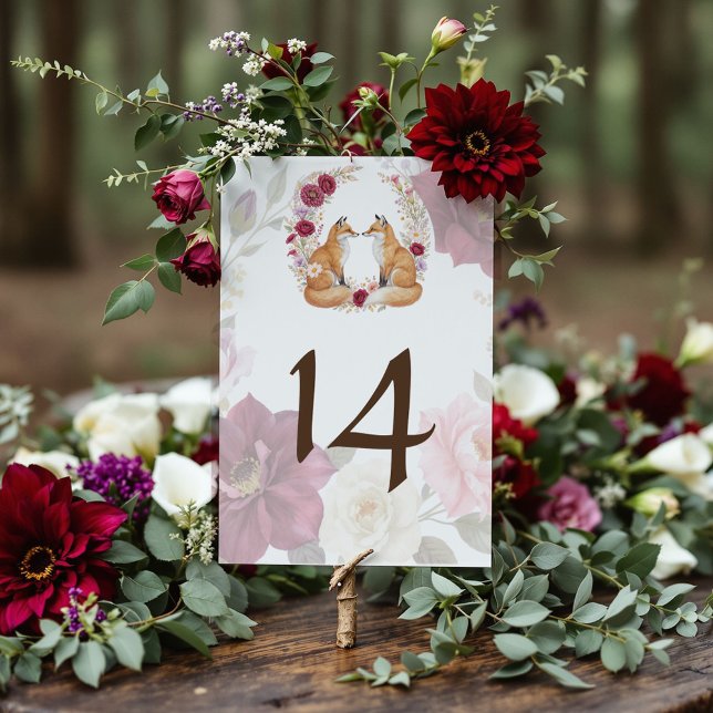 Numéro De Table Jouer Fox Mariage d'automne (Celebrate your love with rustic charm and woodland romance!)