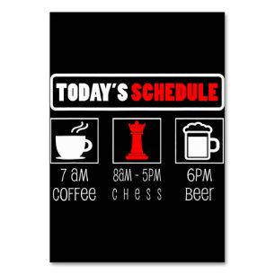Numéro De Table Joueur d'échecs Horaire des jours de café échecs