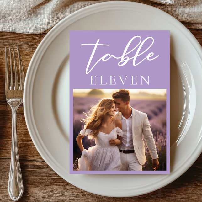Numéro De Table Jovely Lilac White Script Couple Mariage photo (Créateur téléchargé)