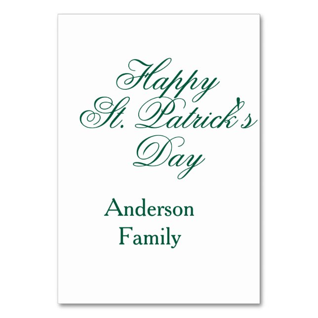 Numéro De Table Joyeuse Saint-Patrick famille nom vert minimal (Par défaut)