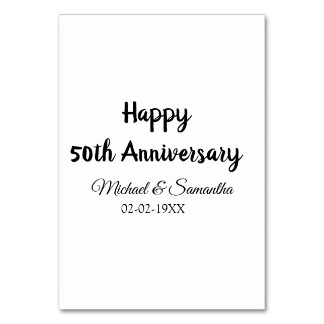 Numéro De Table Joyeux 50e anniversaire ajoutez nom du couple date (Par défaut)