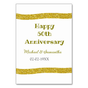 Numéro De Table Joyeux 50e anniversaire bordure grise paillettes d