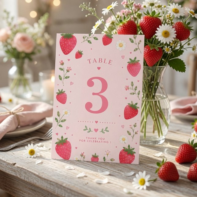 Numéro De Table Joyeux Anniversaire Fraise Sucré (Créateur téléchargé)