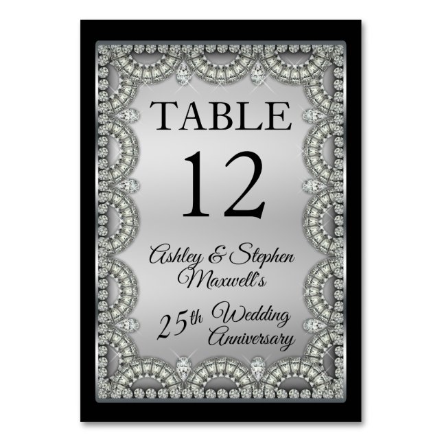 Numéro De Table Jubilé d'argent Diamond 25e anniversaire Mariage (Par défaut)