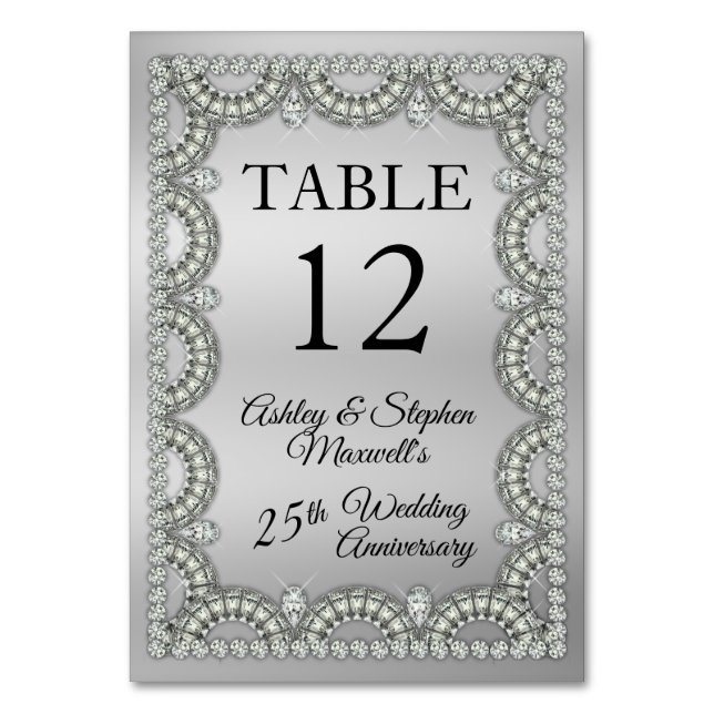 Numéro De Table Jubilé d'argent Diamond 25e anniversaire Mariage (Par défaut)