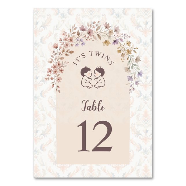 Numéro De Table Jumelles Fantaisistes Fête de Naissance Fleurs Pas (Par défaut)