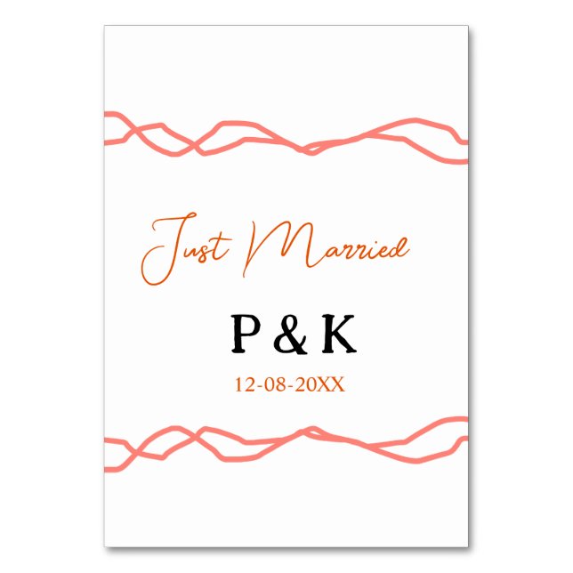 Numéro De Table Juste marié ajouter nom de couple date rouge vinta (Par défaut)