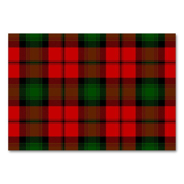 Numéro De Table Kerr tartan rouge vert plaid (Devant)