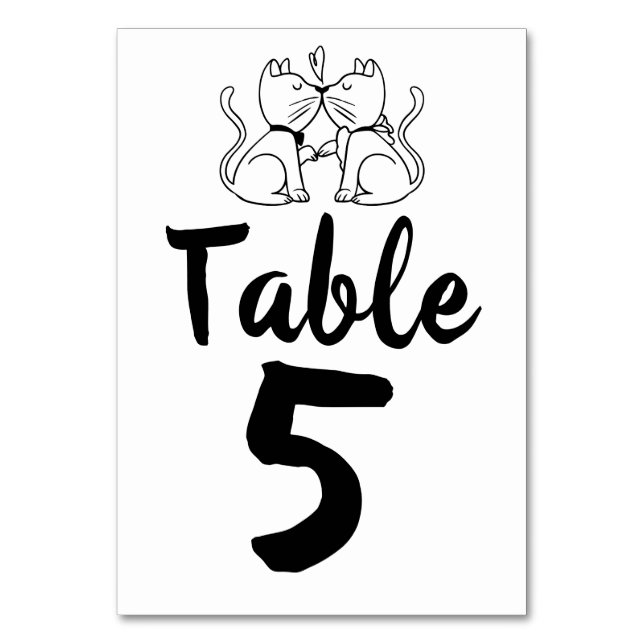 Numéro De Table Kissing Cats Kitty Mariage moderne noir blanc (Par défaut)