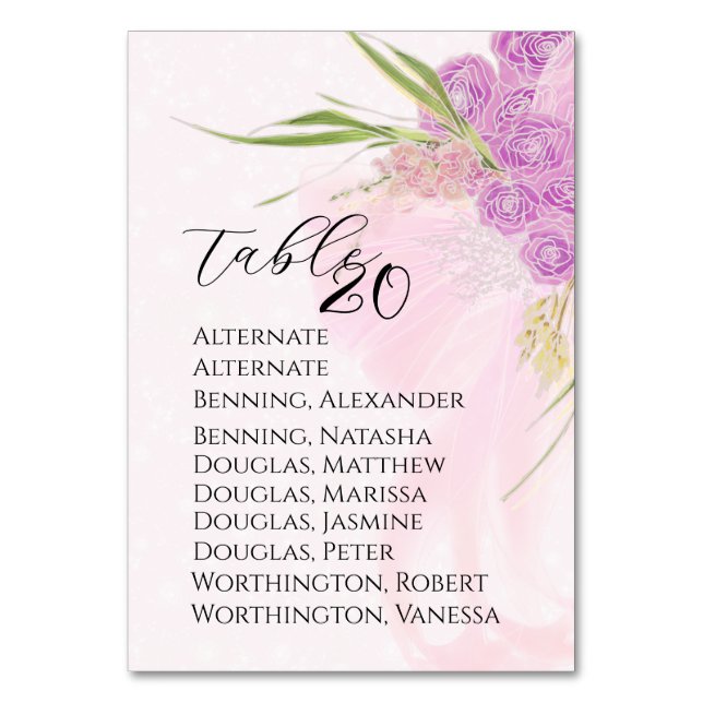 Numéro De Table La Boca Vendretti pink bow Bouquet on Pink Lace (Par défaut)