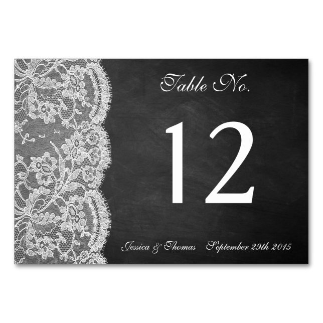 Numéro De Table La collection Chalkboard & Lace (Devant)