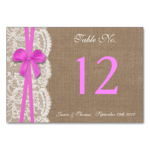 Numéro De Table La collection de Mariages Rustic Pink Bow