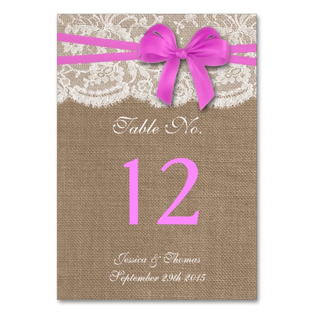 Numéro De Table La collection de Mariages Rustic Pink Bow (Par défaut)