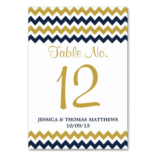 Numéro De Table La collection Mariage moderne Chevron - Marine & G (Par défaut)