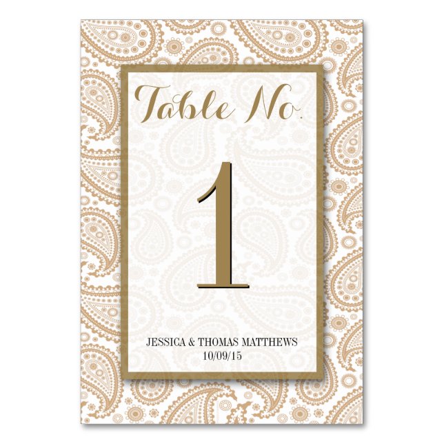 Numéro De Table La collection Mariage moderne de Paisley - Brown (Par défaut)