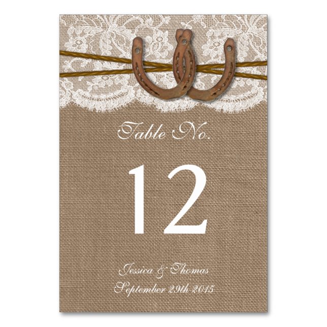 Numéro De Table La collection Rustic Horseshoe Mariage (Par défaut)
