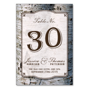 Numéro De Table La collection Rustique de Mariages de bouleaux arg