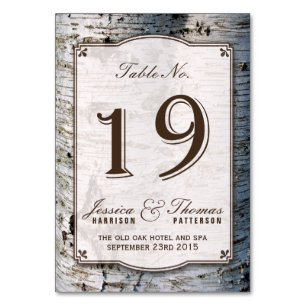 Numéro De Table La collection Rustique de Mariages de bouleaux arg