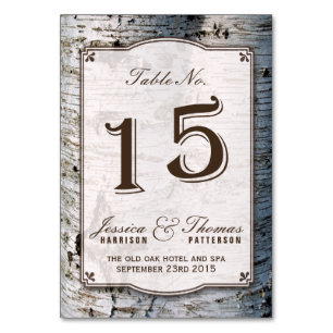 Numéro De Table La collection Rustique de Mariages de bouleaux arg
