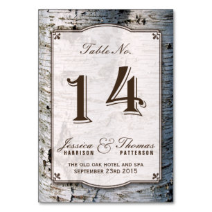 Numéro De Table La collection Rustique de Mariages de bouleaux arg