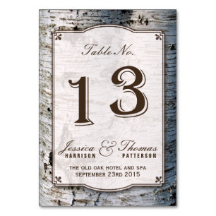 Numéro De Table La collection Rustique de Mariages de bouleaux arg