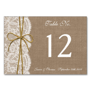 Numéro De Table La collection Rustique de Mariages de Bow Twine